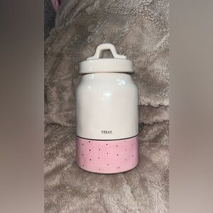 RAE DUNN Pink and White Treat Jar